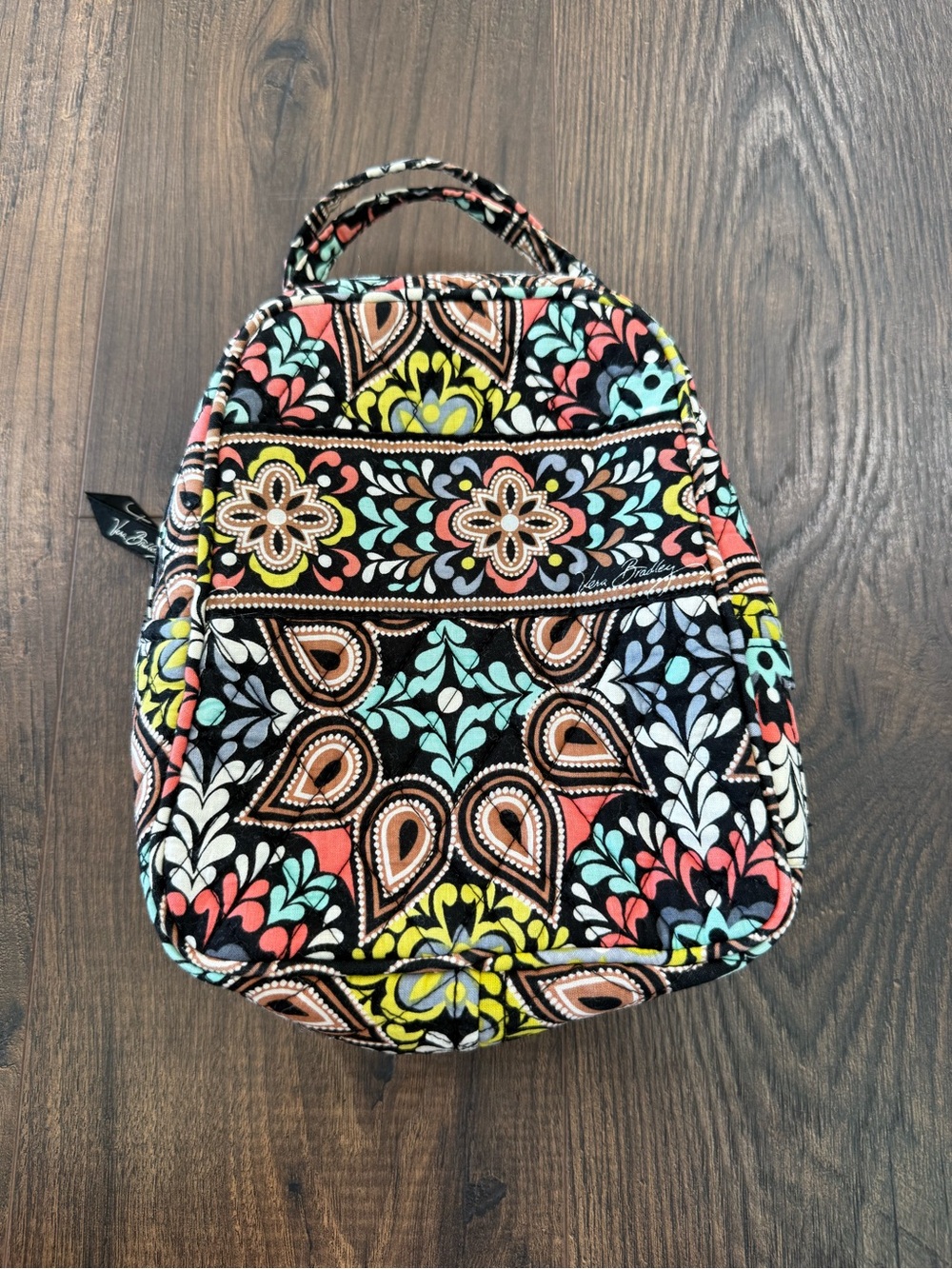 Vera Bradley Black Multicolor Quilted Pattern Lunchbox